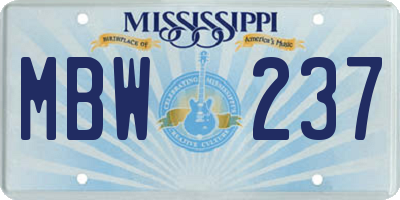 MS license plate MBW237