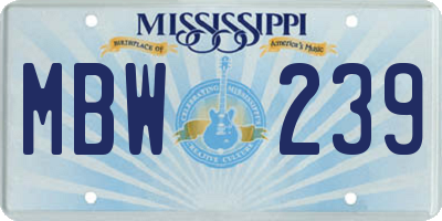 MS license plate MBW239