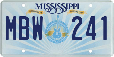 MS license plate MBW241
