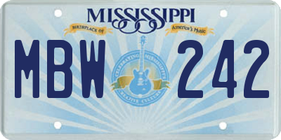 MS license plate MBW242