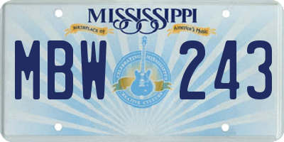 MS license plate MBW243