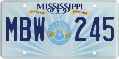 MS license plate MBW245