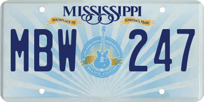 MS license plate MBW247