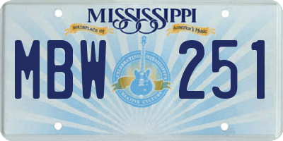 MS license plate MBW251