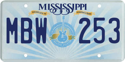 MS license plate MBW253