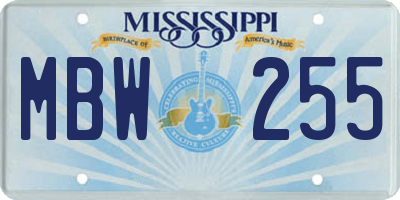 MS license plate MBW255