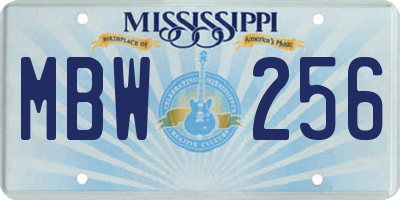 MS license plate MBW256