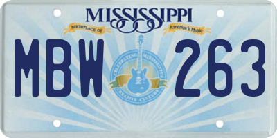 MS license plate MBW263