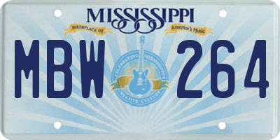 MS license plate MBW264