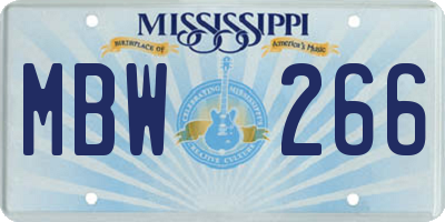 MS license plate MBW266