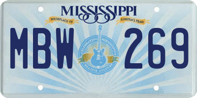 MS license plate MBW269