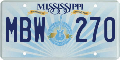 MS license plate MBW270
