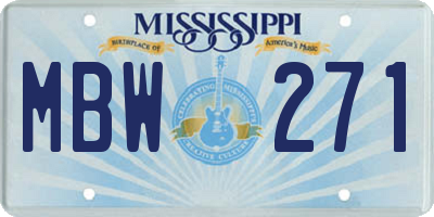 MS license plate MBW271