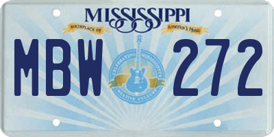 MS license plate MBW272