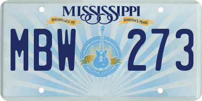 MS license plate MBW273