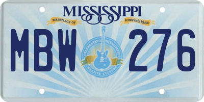 MS license plate MBW276