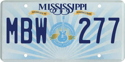 MS license plate MBW277
