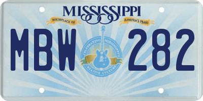 MS license plate MBW282