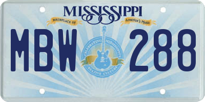 MS license plate MBW288