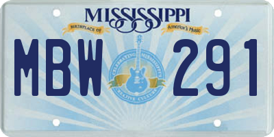 MS license plate MBW291