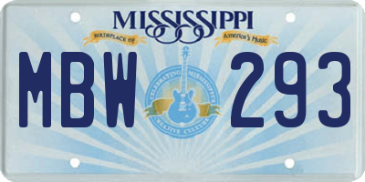 MS license plate MBW293