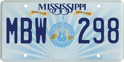 MS license plate MBW298