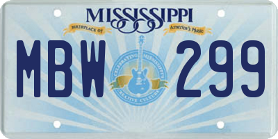 MS license plate MBW299