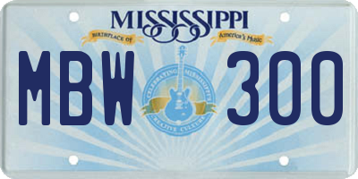 MS license plate MBW300