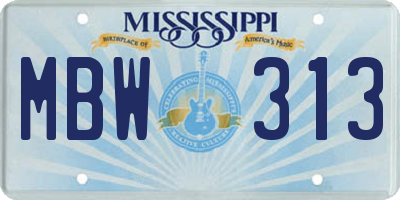 MS license plate MBW313