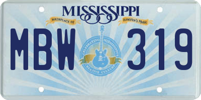 MS license plate MBW319