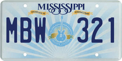 MS license plate MBW321