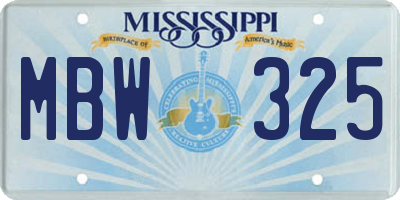 MS license plate MBW325
