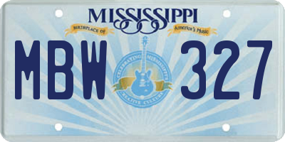 MS license plate MBW327