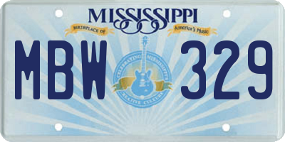 MS license plate MBW329