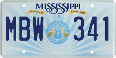 MS license plate MBW341