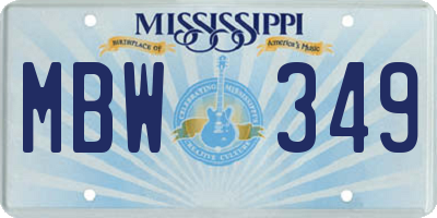 MS license plate MBW349