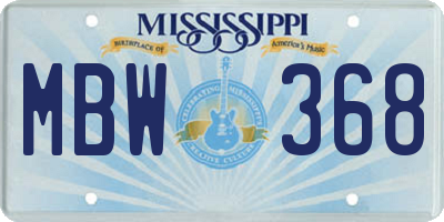 MS license plate MBW368