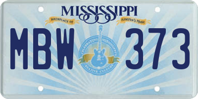 MS license plate MBW373