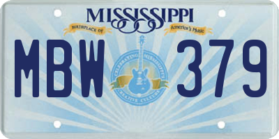 MS license plate MBW379