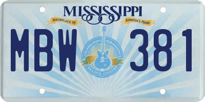 MS license plate MBW381