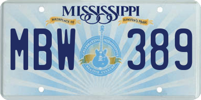 MS license plate MBW389