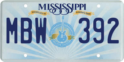 MS license plate MBW392