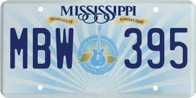 MS license plate MBW395