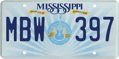 MS license plate MBW397