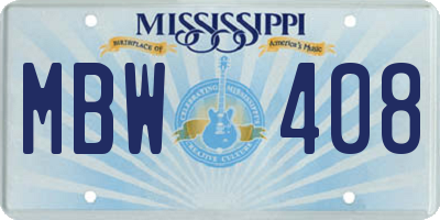 MS license plate MBW408