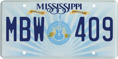 MS license plate MBW409