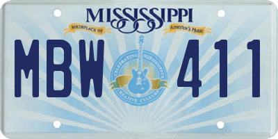 MS license plate MBW411