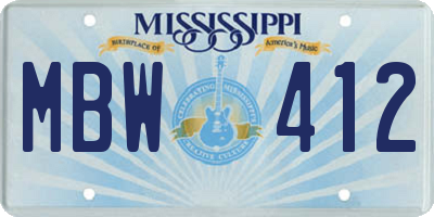 MS license plate MBW412