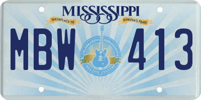 MS license plate MBW413