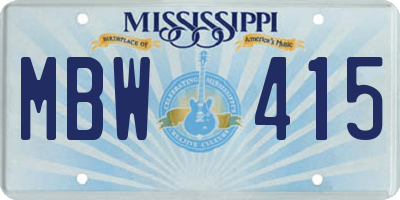 MS license plate MBW415